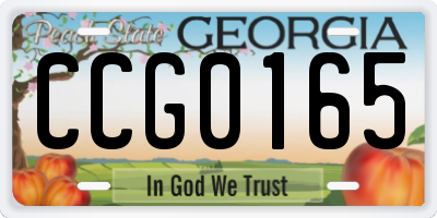 GA license plate CCG0165