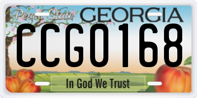 GA license plate CCG0168