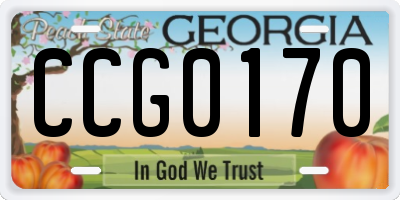 GA license plate CCG0170