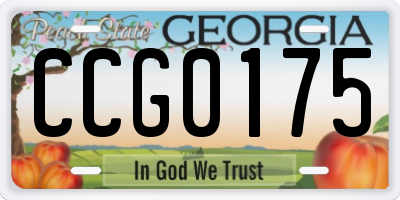 GA license plate CCG0175