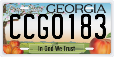 GA license plate CCG0183