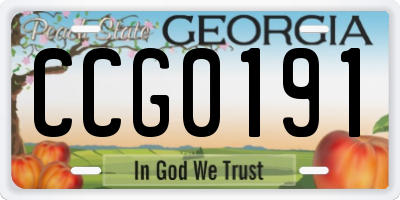 GA license plate CCG0191
