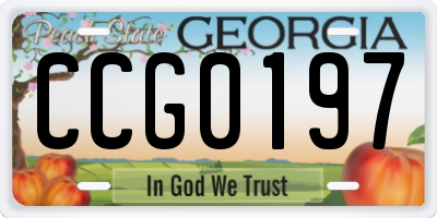 GA license plate CCG0197