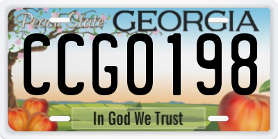 GA license plate CCG0198