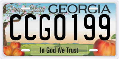 GA license plate CCG0199