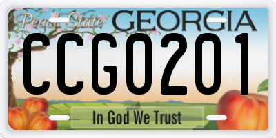 GA license plate CCG0201