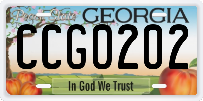 GA license plate CCG0202