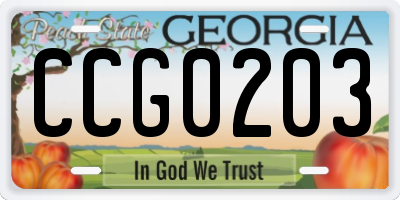 GA license plate CCG0203