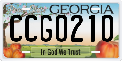 GA license plate CCG0210