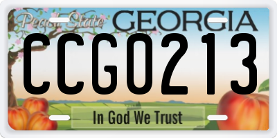 GA license plate CCG0213