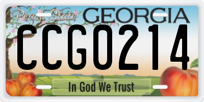 GA license plate CCG0214