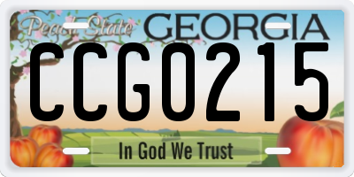 GA license plate CCG0215