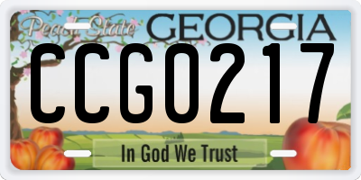 GA license plate CCG0217