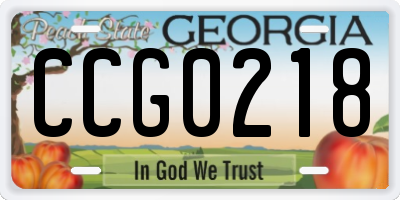 GA license plate CCG0218