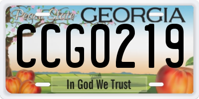 GA license plate CCG0219
