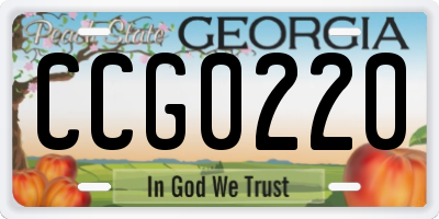 GA license plate CCG0220