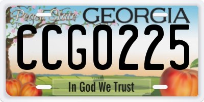 GA license plate CCG0225