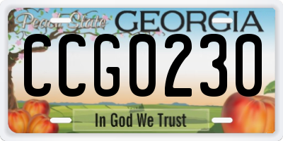 GA license plate CCG0230