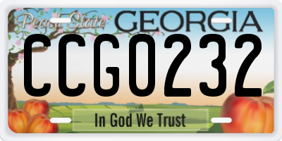 GA license plate CCG0232
