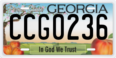 GA license plate CCG0236