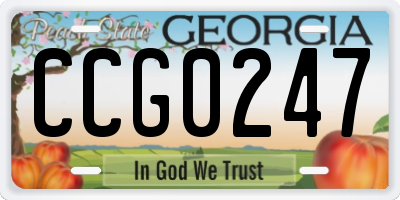 GA license plate CCG0247