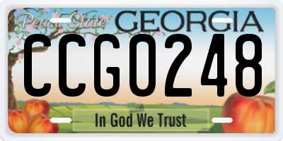 GA license plate CCG0248