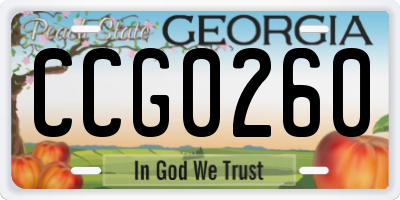 GA license plate CCG0260