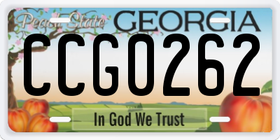 GA license plate CCG0262