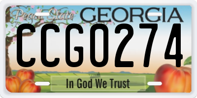 GA license plate CCG0274