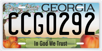 GA license plate CCG0292