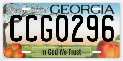 GA license plate CCG0296