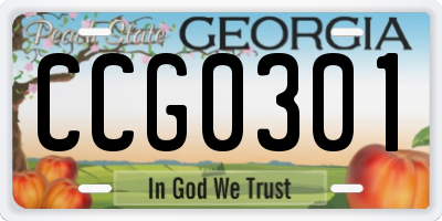 GA license plate CCG0301