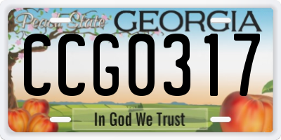 GA license plate CCG0317