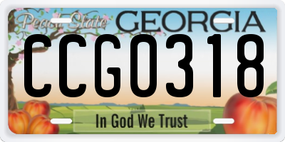 GA license plate CCG0318