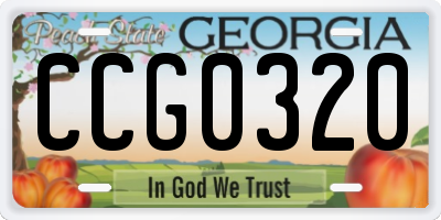 GA license plate CCG0320