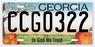 GA license plate CCG0322