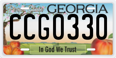 GA license plate CCG0330