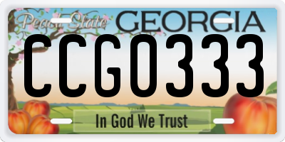 GA license plate CCG0333