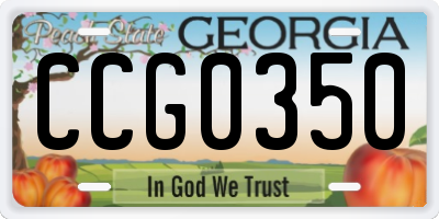 GA license plate CCG0350