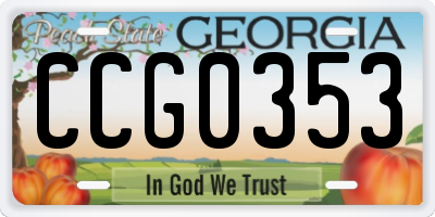 GA license plate CCG0353