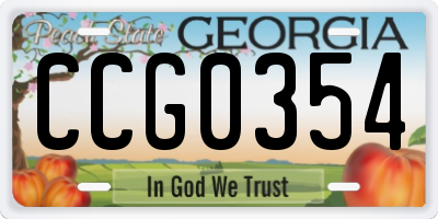 GA license plate CCG0354