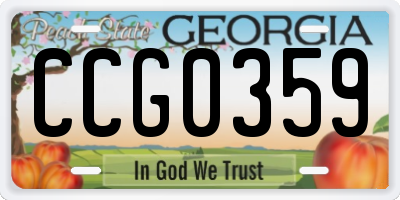 GA license plate CCG0359