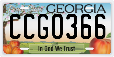 GA license plate CCG0366