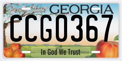 GA license plate CCG0367