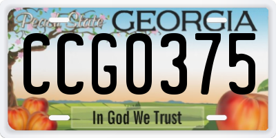 GA license plate CCG0375