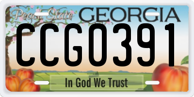GA license plate CCG0391
