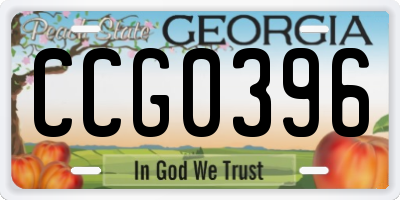 GA license plate CCG0396