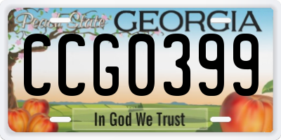 GA license plate CCG0399
