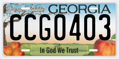 GA license plate CCG0403