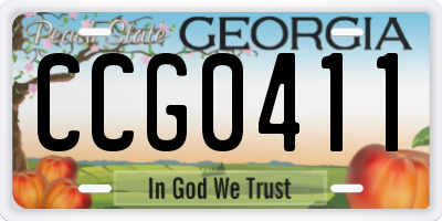 GA license plate CCG0411